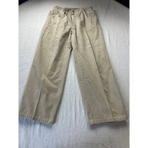 Oakbrook Pants Mens Medium Ivory Chino Khaki Straight Flat Front Trousers Preppy